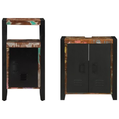 ZESTAW MEBLI ŁAZIENKOWYCH 2 SZT. BRĄZOWY LITE DREWNO Z ODZYSKU