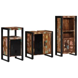 ZESTAW MEBLI ŁAZIENKOWYCH Z PÓŁKĄ 3 SZT. LITE ODZYSKANE DREWNO