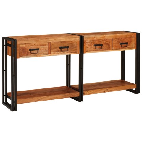 STOLIK KONSOLOWY 2 2 PCS BRĄZOWY SOLIDNE DREWNO AKACJOWE
