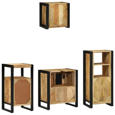 ZESTAW MEBLI ŁAZIENKOWYCH 4 SZT DREWNO MANGO POD UMYWALKĘ I STOJĄCE