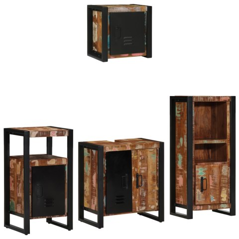 ZESTAW MEBLI ŁAZIENKOWYCH Z PÓŁKĄ 4 SZT. LITE ODZYSKANE DREWNO