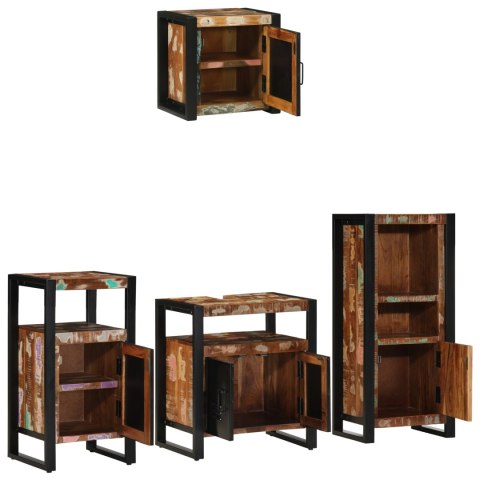 ZESTAW MEBLI ŁAZIENKOWYCH Z PÓŁKĄ 4 SZT. LITE ODZYSKANE DREWNO