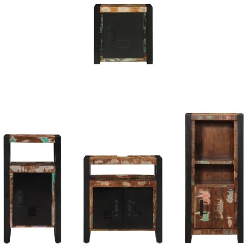 ZESTAW MEBLI ŁAZIENKOWYCH Z PÓŁKĄ 4 SZT. LITE ODZYSKANE DREWNO