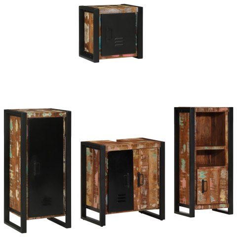 ZESTAW MEBLI ŁAZIENKOWYCH Z PÓŁKĄ 4 SZT. LITE ODZYSKANE DREWNO