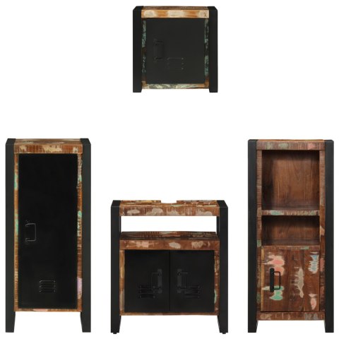 ZESTAW MEBLI ŁAZIENKOWYCH Z PÓŁKĄ 4 SZT. LITE ODZYSKANE DREWNO