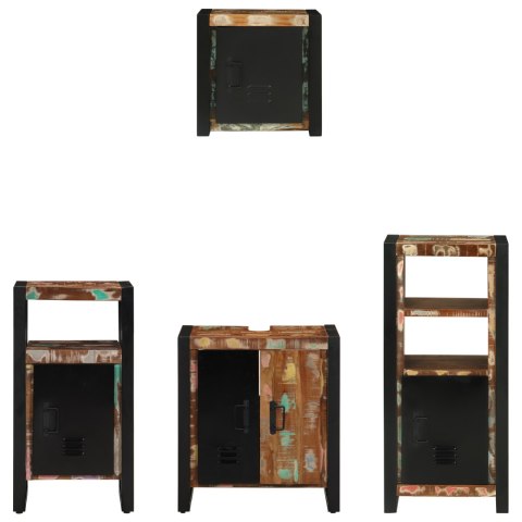 ZESTAW MEBLI ŁAZIENKOWYCH Z PÓŁKĄ 4 SZT. LITE ODZYSKANE DREWNO