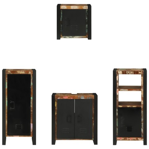 ZESTAW MEBLI ŁAZIENKOWYCH Z PÓŁKĄ 4 SZT. LITE ODZYSKANE DREWNO