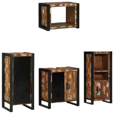 ZESTAW MEBLI ŁAZIENKOWYCH Z PÓŁKĄ 4 SZT. LITE ODZYSKANE DREWNO