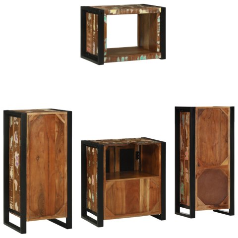 ZESTAW MEBLI ŁAZIENKOWYCH Z PÓŁKĄ 4 SZT. LITE ODZYSKANE DREWNO