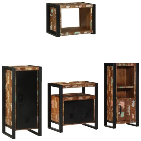 ZESTAW MEBLI ŁAZIENKOWYCH Z PÓŁKĄ 4 SZT. LITE ODZYSKANE DREWNO
