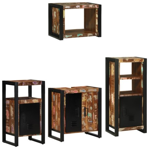 ZESTAW MEBLI ŁAZIENKOWYCH Z PÓŁKĄ 4 SZT. LITE ODZYSKANE DREWNO