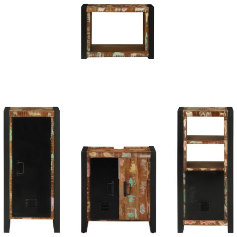 ZESTAW MEBLI ŁAZIENKOWYCH Z PÓŁKĄ 4 SZT. LITE ODZYSKANE DREWNO