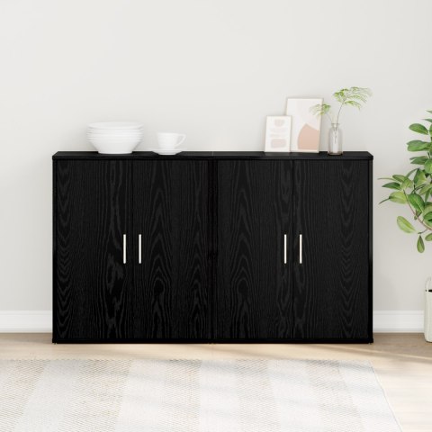 KOMODA Z PÓŁKĄ Z PRZECHOWYWANIEM Z DRZWIAMI 2 SZT. CZARNY DĄB 60X31X70CM