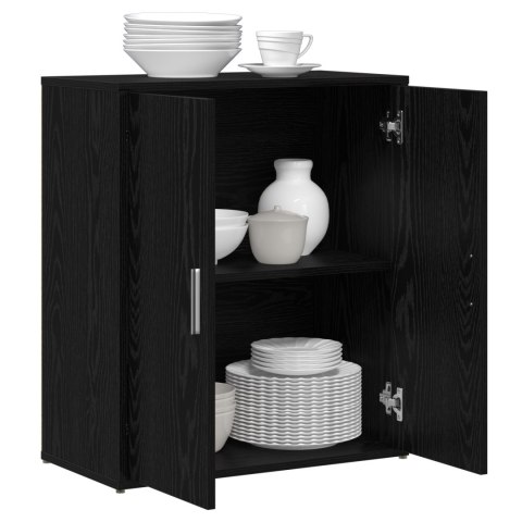 KOMODA Z PÓŁKĄ Z PRZECHOWYWANIEM Z DRZWIAMI 2 SZT. CZARNY DĄB 60X31X70CM