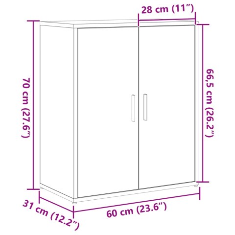 KOMODA Z PÓŁKĄ Z PRZECHOWYWANIEM Z DRZWIAMI 2 SZT. STARE DREWNO 60X31X70CM
