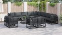 ZESTAW SOF NA OGRÓD 14 PCS CZARNY 70X 70X 32CM ALUMINIUM