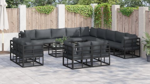 ZESTAW SOF NA OGRÓD 14 PCS CZARNY 70X 70X 32CM ALUMINIUM