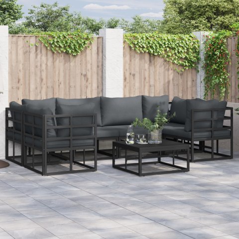 ZESTAW SOF NA OGRÓD 6 PCS CZARNY ALUMINIUM