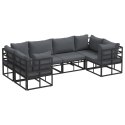 ZESTAW SOF NA OGRÓD 6 PCS CZARNY ALUMINIUM