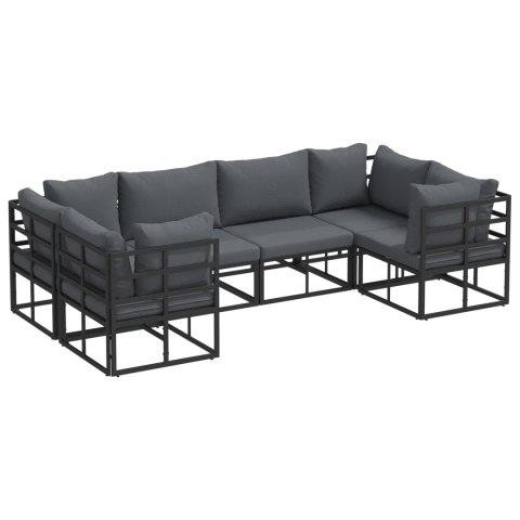 ZESTAW SOF NA OGRÓD 6 PCS CZARNY ALUMINIUM