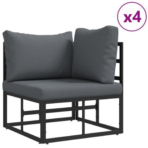 ZESTAW SOF NA OGRÓD 6 PCS CZARNY ALUMINIUM