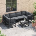 ZESTAW SOF NA OGRÓD 6 PCS CZARNY ALUMINIUM