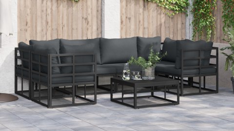 ZESTAW SOF NA OGRÓD 6 PCS CZARNY ALUMINIUM