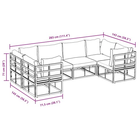 ZESTAW SOF NA OGRÓD 6 PCS CZARNY ALUMINIUM