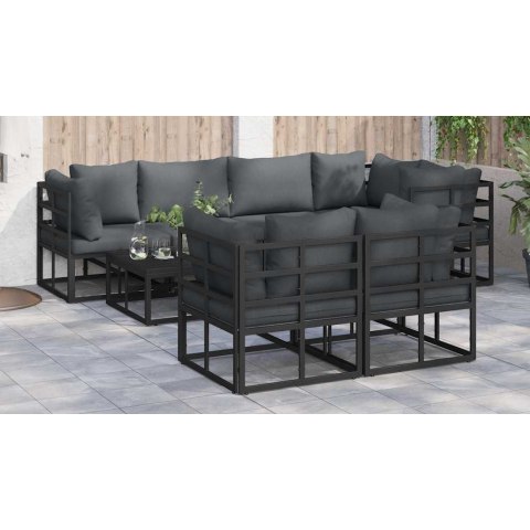 ZESTAW SOF NA OGRÓD 7 PCS CZARNY 283X 143X 71CM ALUMINIUM