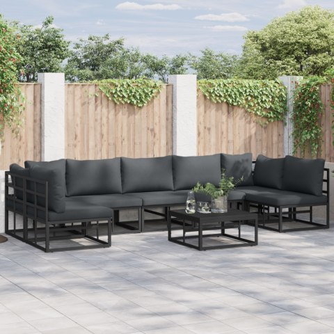 ZESTAW SOF NA OGRÓD 7 PCS CZARNY 353X 141.5X 71CM ALUMINIUM