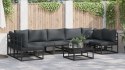 ZESTAW SOF NA OGRÓD 7 PCS CZARNY 353X 141.5X 71CM ALUMINIUM