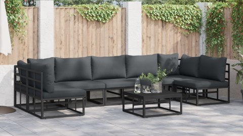 ZESTAW SOF NA OGRÓD 7 PCS CZARNY 353X 141.5X 71CM ALUMINIUM