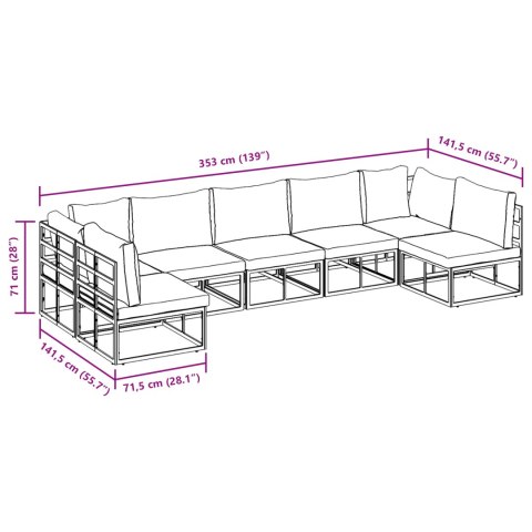 ZESTAW SOF NA OGRÓD 7 PCS CZARNY 353X 141.5X 71CM ALUMINIUM