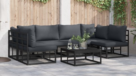ZESTAW SOF NA OGRÓD 7 PCS CZARNY 70X 70X 32CM ALUMINIUM