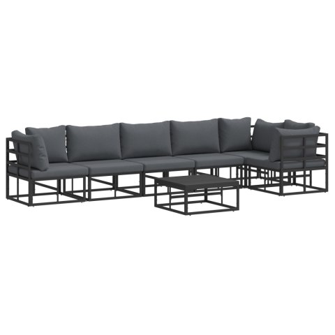 ZESTAW SOF NA OGRÓD 7 PCS CZARNY 70X 70X 32CM ALUMINIUM