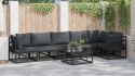ZESTAW SOF NA OGRÓD 7 PCS CZARNY 70X 70X 32CM ALUMINIUM