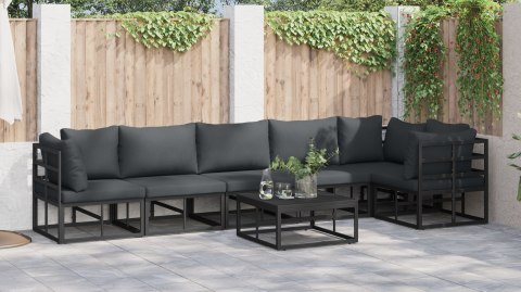 ZESTAW SOF NA OGRÓD 7 PCS CZARNY 70X 70X 32CM ALUMINIUM