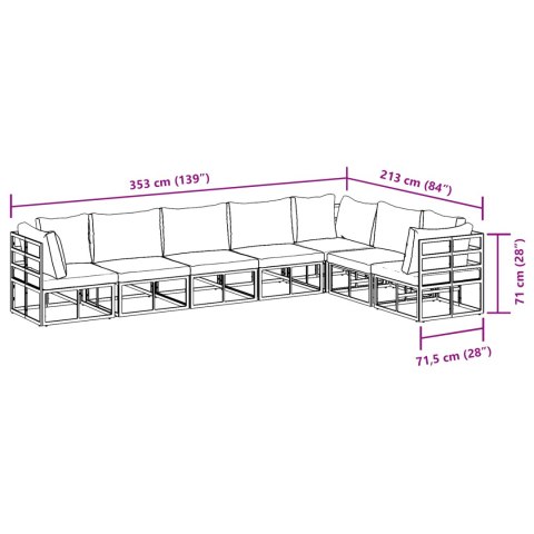 ZESTAW SOF NA OGRÓD 7 PCS CZARNY 70X 70X 32CM ALUMINIUM