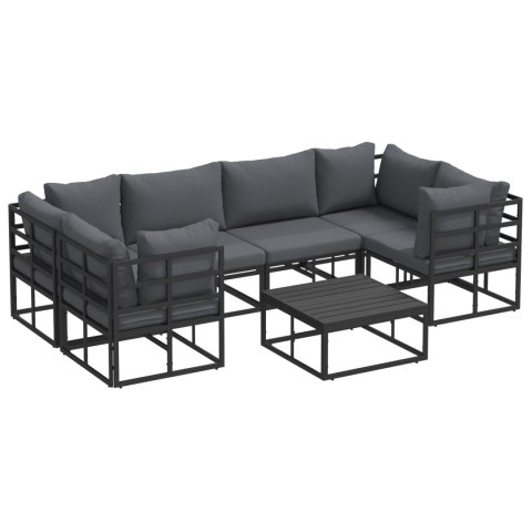 ZESTAW SOF NA OGRÓD 7 PCS CZARNY ALUMINIUM