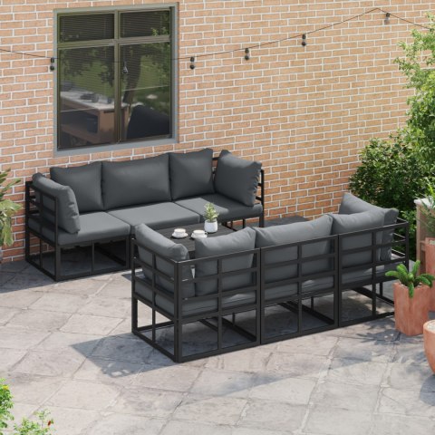 ZESTAW SOF NA OGRÓD 7 PCS CZARNY ALUMINIUM