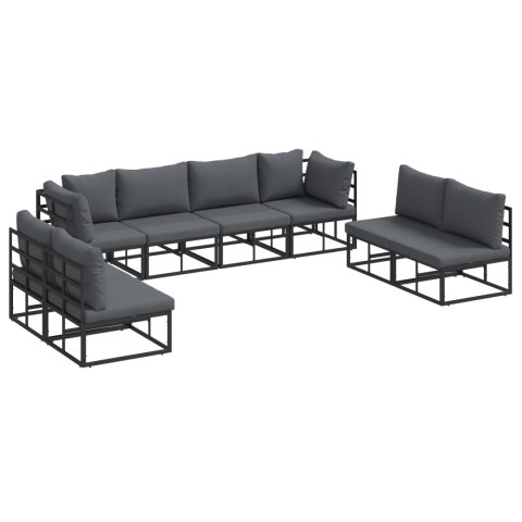 ZESTAW SOF NA OGRÓD 8 PCS CZARNY 283X 71.5X 71CM ALUMINIUM