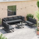 ZESTAW SOF NA OGRÓD 8 PCS CZARNY 283X 71.5X 71CM ALUMINIUM