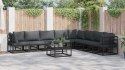 ZESTAW SOF NA OGRÓD 8 PCS CZARNY 353X 283X 71CM ALUMINIUM