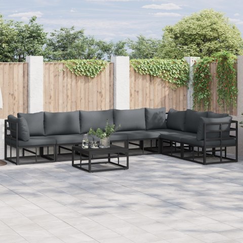 ZESTAW SOF NA OGRÓD 8 PCS CZARNY 70X 70X 32CM ALUMINIUM