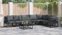 ZESTAW SOF NA OGRÓD 8 PCS CZARNY 70X 70X 32CM ALUMINIUM