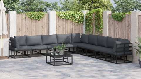 ZESTAW SOF NA OGRÓD 9 PCS CZARNY 353X 353X 71CM ALUMINIUM