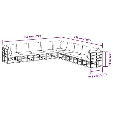 ZESTAW SOF NA OGRÓD 9 PCS CZARNY 353X 353X 71CM ALUMINIUM