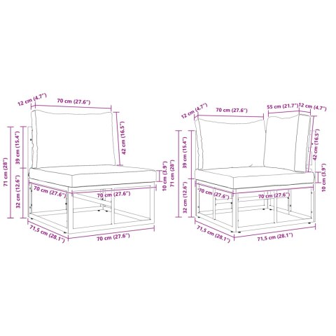 ZESTAW SOF NA OGRÓD 9 PCS CZARNY 353X 353X 71CM ALUMINIUM