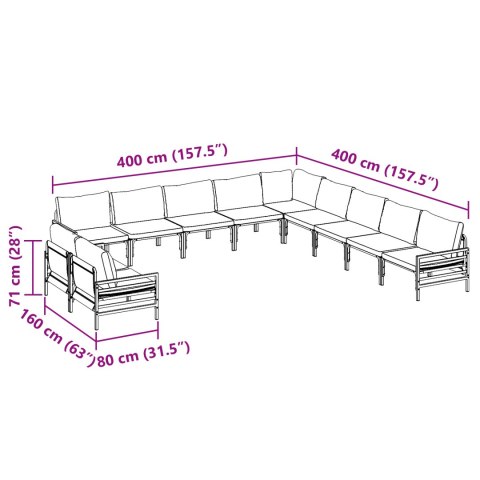 ZESTAW SOF NA OGRÓD 11 PCS ANTRACYT STAL
