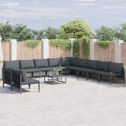 ZESTAW SOF NA OGRÓD 11 PCS ANTRACYTOWY STAL